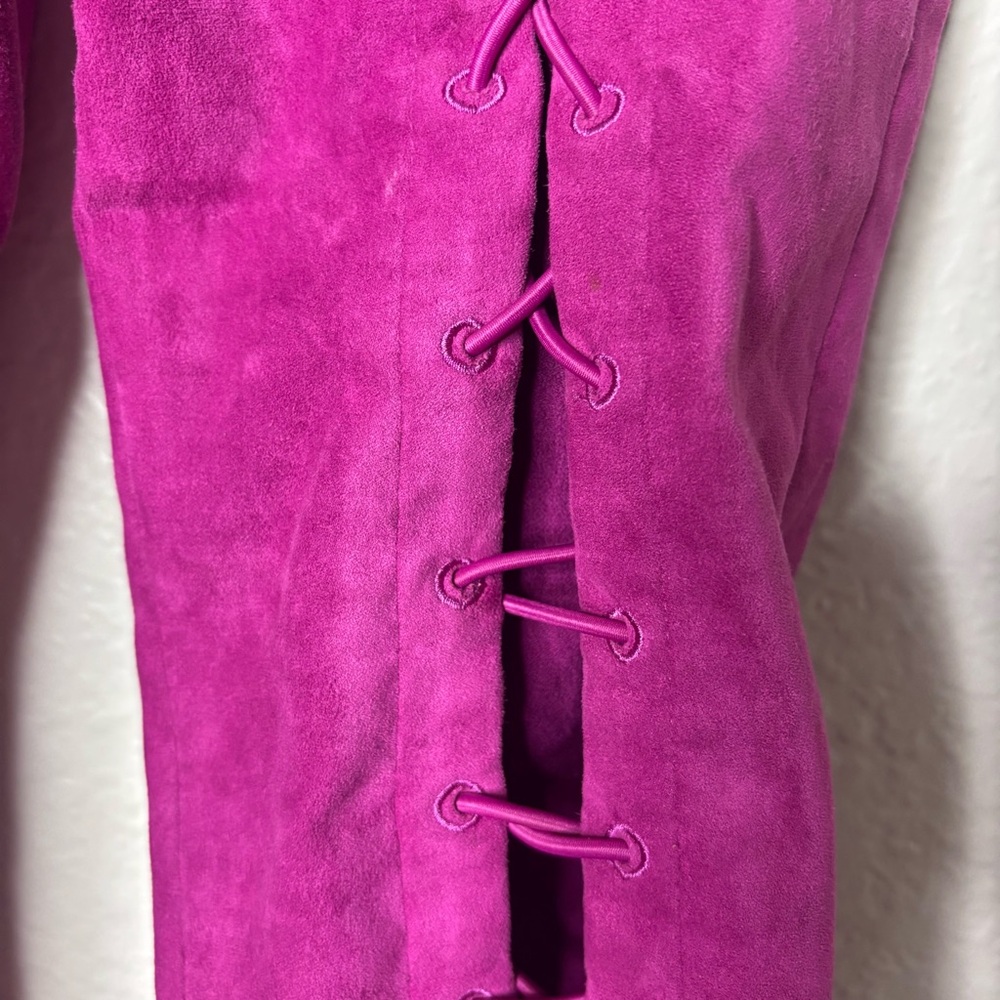House of CB Sophina Vegan Suede Pink Lace Up Skinny Leg Pants Size XS - Picture 4 of 7